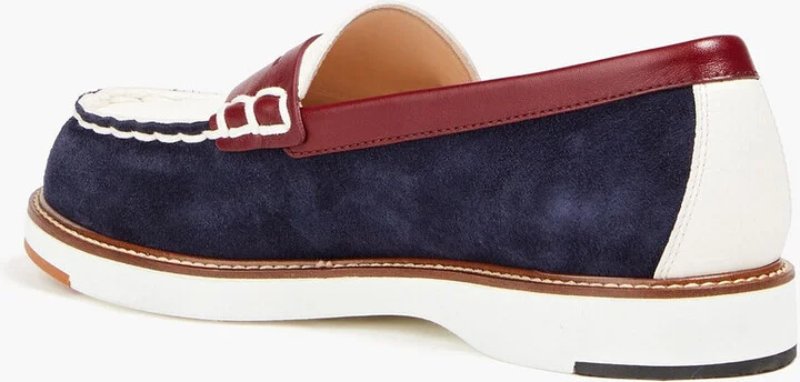 Color-block suede and pebbled-leather loafers - Image 3