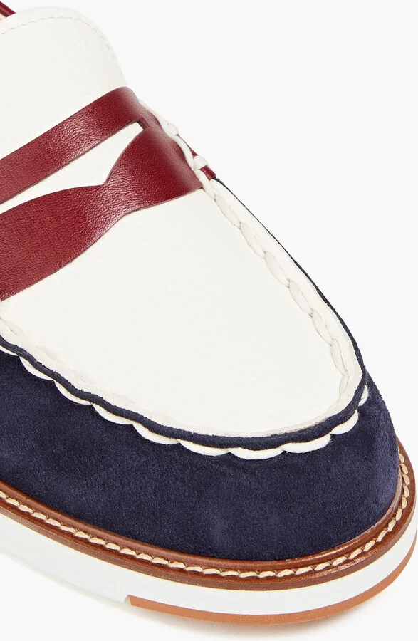 Color-block suede and pebbled-leather loafers - Image 4