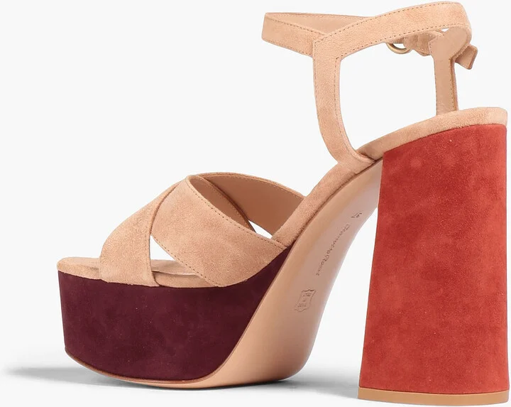 Color-block suede platform sandals - Image 3