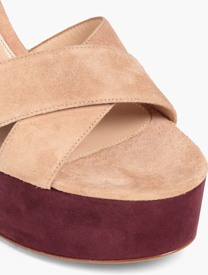Color-block suede platform sandals - Image 4