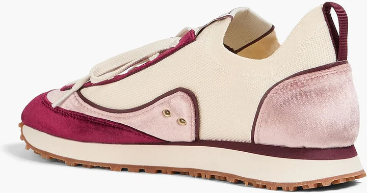Color-block velvet and stretch-knit sneakers - Image 3
