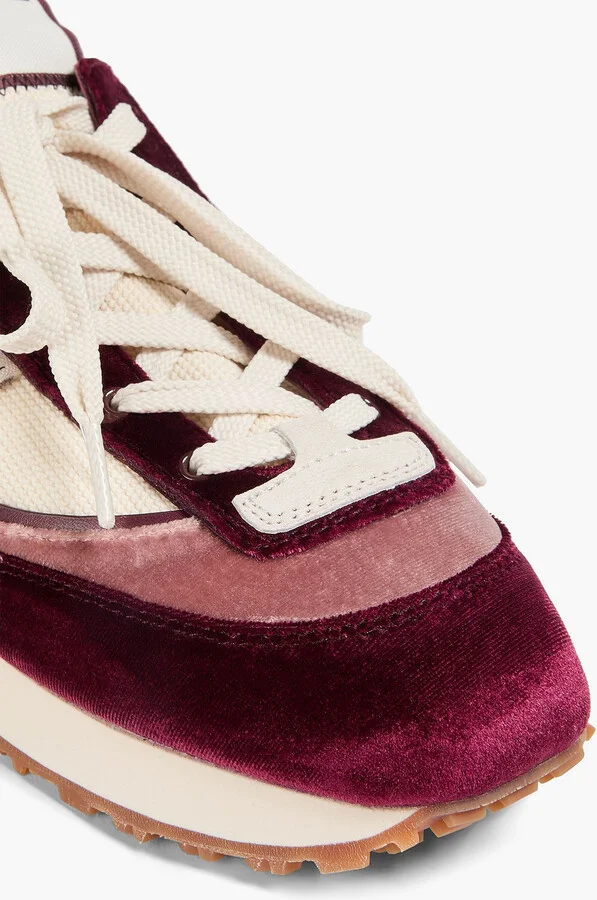 Color-block velvet and stretch-knit sneakers - Image 4