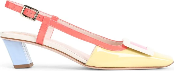 Color-Blocked Calfskin Leather Pumps