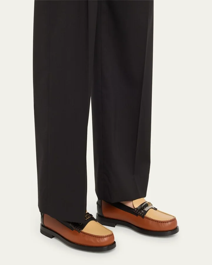 Colorblock Leather Chain Loafers - Image 6