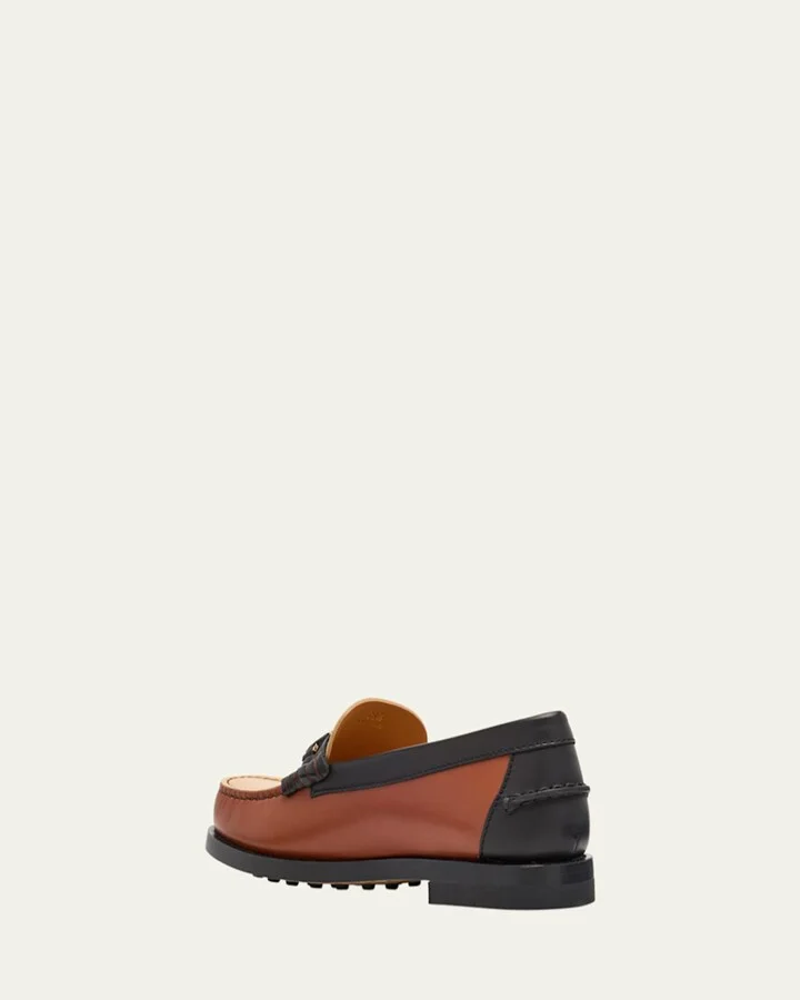 Colorblock Leather Chain Loafers - Image 7