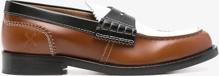 Colorblocked Calf Leather Loafers