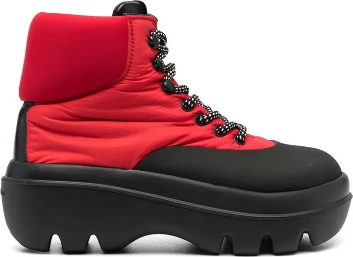 Colour-Block Lace-Up Boots