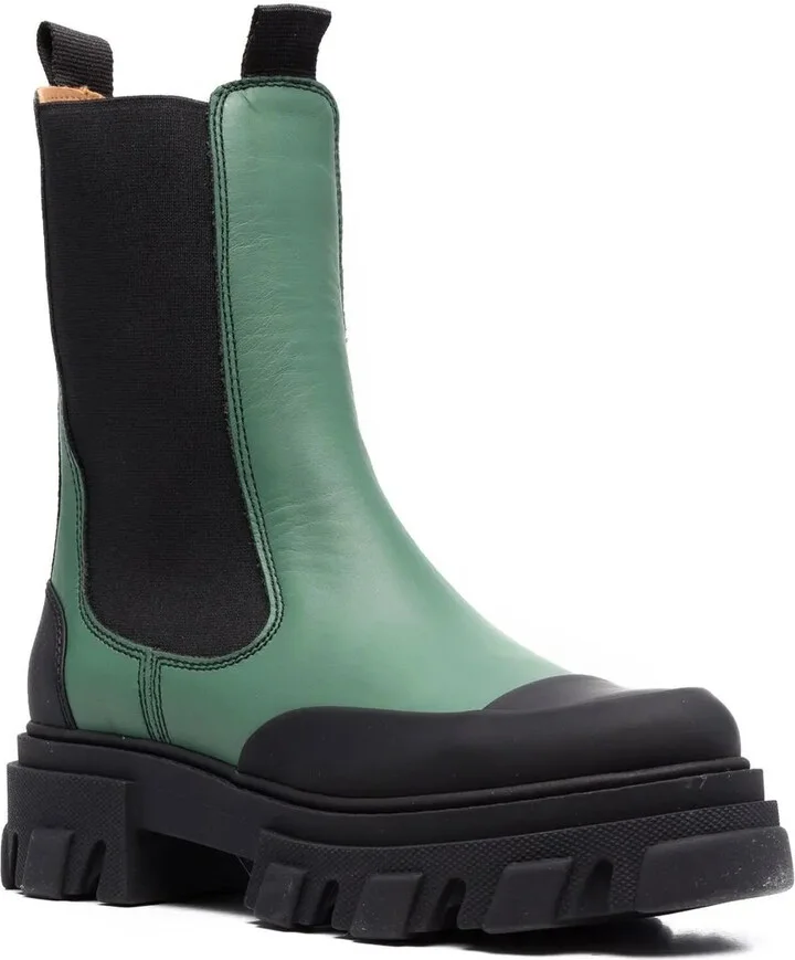 Colour-Block Leather Ankle Boots - Image 2