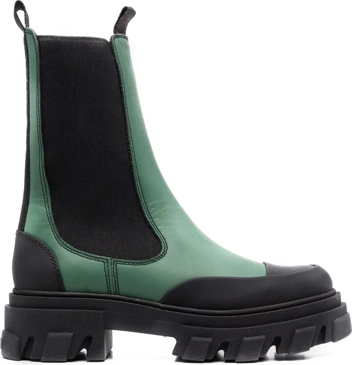Colour-Block Leather Ankle Boots
