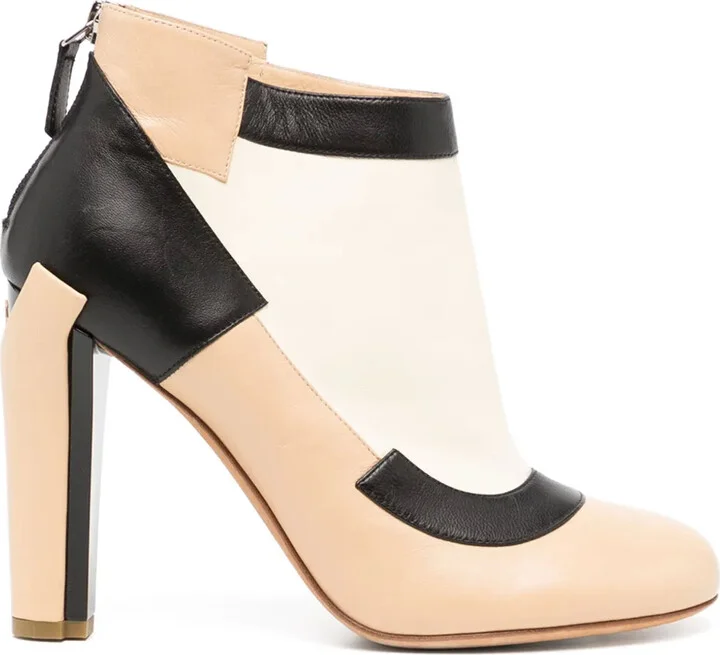 Colour-Block Leather Boots