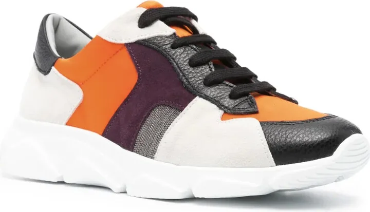 Colour-Block Panelled Leather Sneakers - Image 2