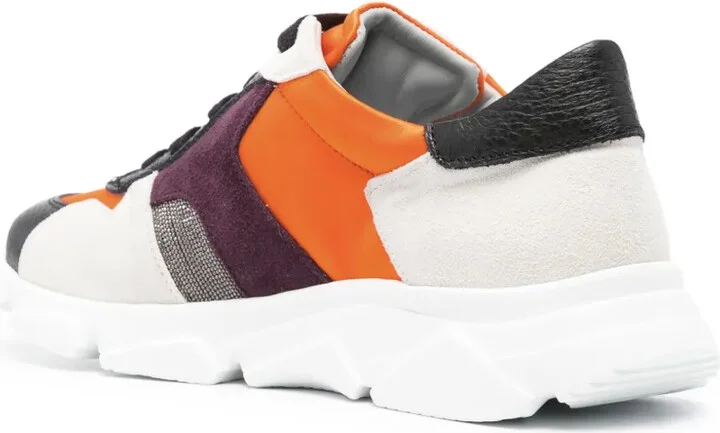 Colour-Block Panelled Leather Sneakers - Image 3