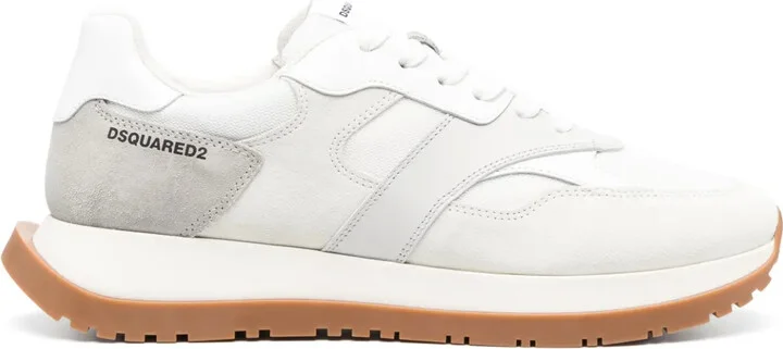 Colour-Block Panelled Leather Sneakers