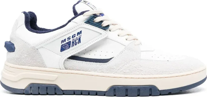 Colour-Block Panelled Leather Sneakers