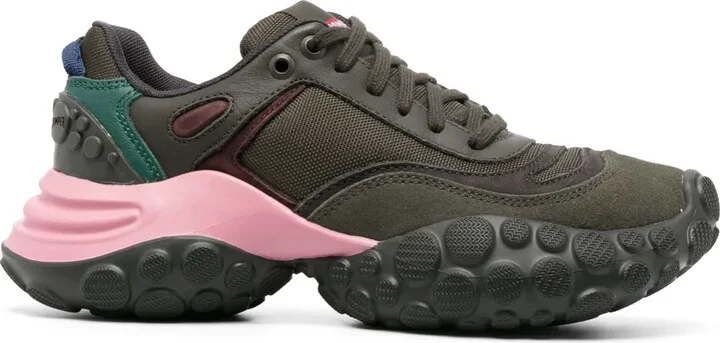 Colour-Block Panelled Leather Sneakers