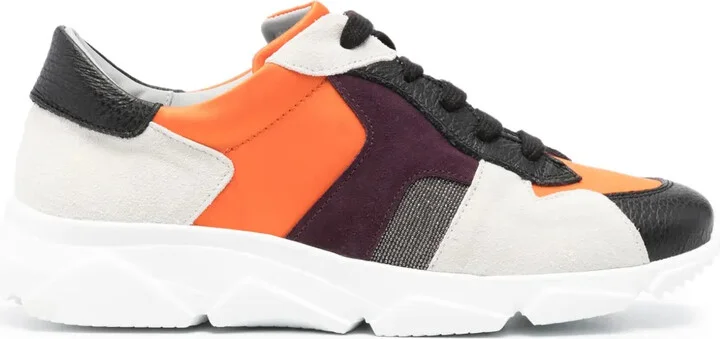Colour-Block Panelled Leather Sneakers