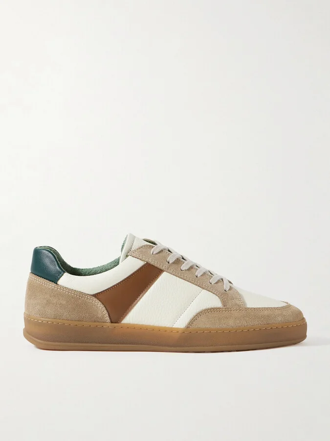 Colour-Block Suede and Leather Sneakers
