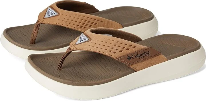 Columbia Boatside Flip Lea Men's Sandals Dark Truffle/Elk : 9 D - Medium, Rubber