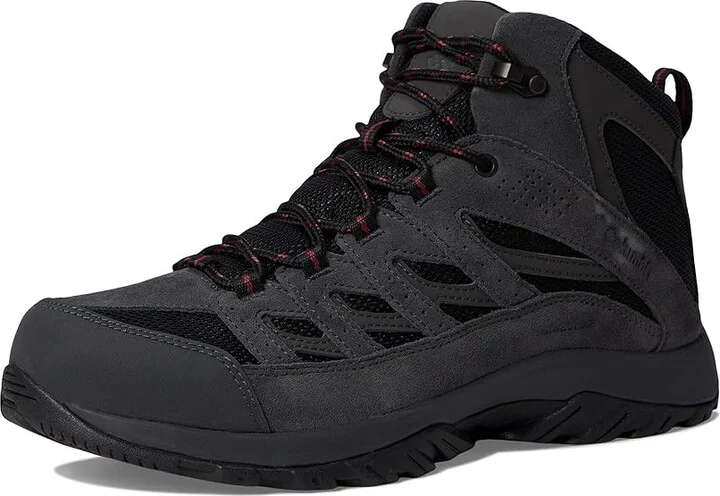Columbia Crestwood Mid Waterproof Men's Shoes Black/Charcoal : 10 E - Wide, Suede/Textile - Image 5