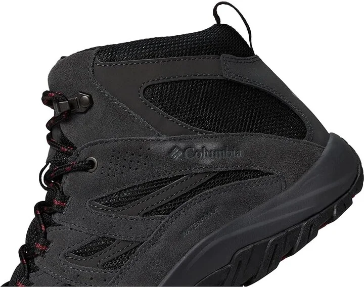 Columbia Crestwood Mid Waterproof Men's Shoes Black/Charcoal : 10 E - Wide, Suede/Textile - Image 7