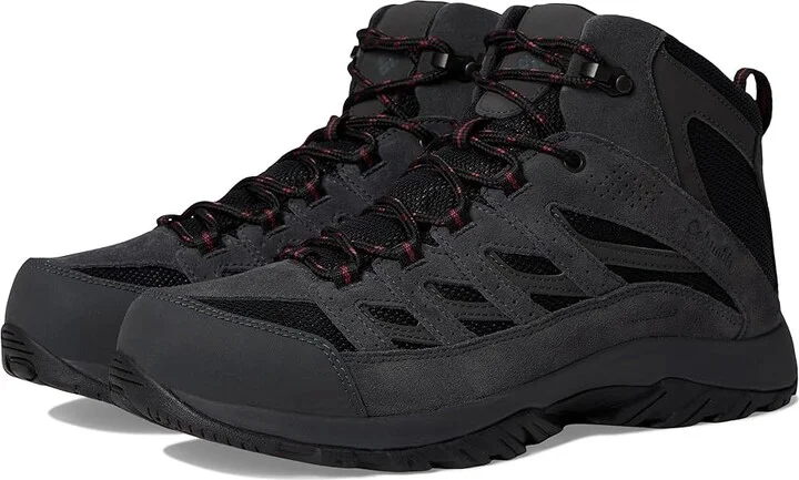Columbia Crestwood Mid Waterproof Men's Shoes Black/Charcoal : 10 E - Wide, Suede/Textile