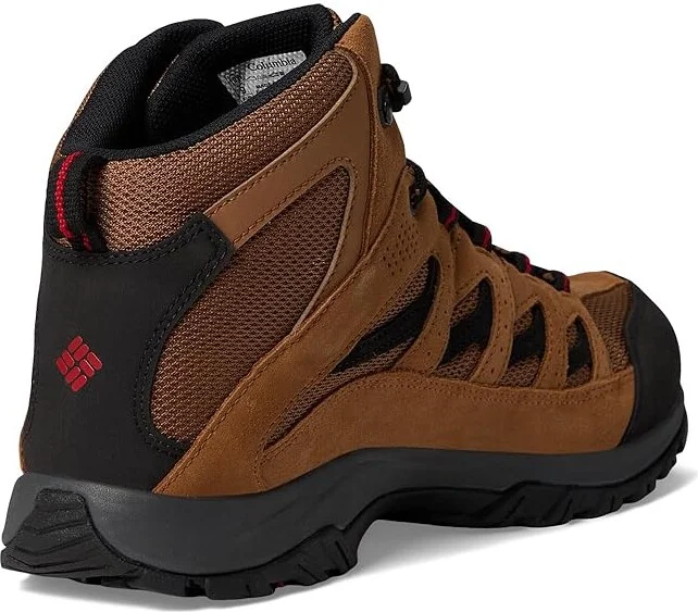 Columbia Crestwood Mid Waterproof Men's Shoes Camel Brown/Mountain Red : 14 D - Medium, Suede/Textile - Image 4