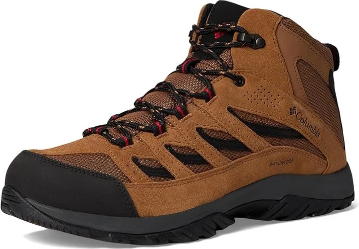 Columbia Crestwood Mid Waterproof Men's Shoes Camel Brown/Mountain Red : 14 D - Medium, Suede/Textile - Image 5