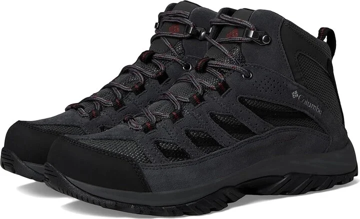 Columbia Crestwood Mid Waterproof Men's Shoes Dark Grey/Deep Rust : 13 D - Medium, Suede/Textile