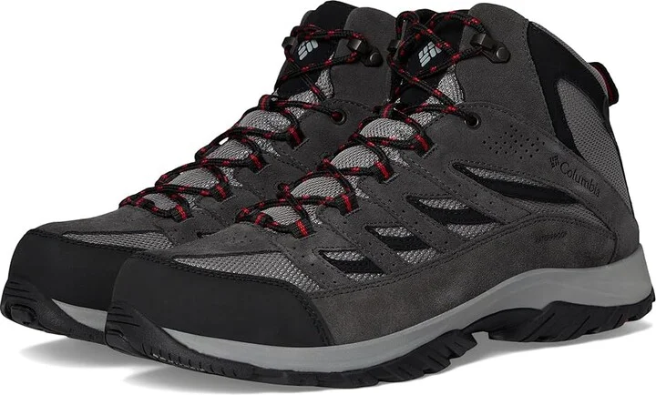Columbia Crestwood Mid Waterproof Men's Shoes Dark Grey/Mountain Red : 17 D - Medium, Suede/Textile
