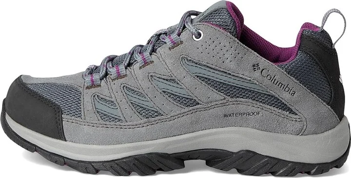 Columbia Crestwood Waterproof Women's Shoes Graphite/Wild Iris 1 : 10.5 D - Wide, Suede/Textile - Image 6