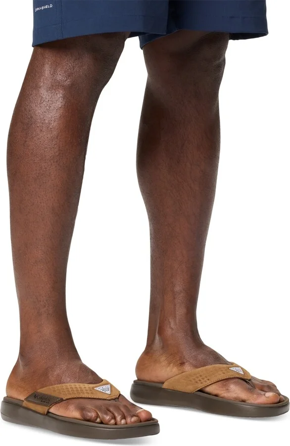 Columbia Men's Boatside Leather Lightweight Flip Flop Sandals - Tundra, Light Brown - Image 2