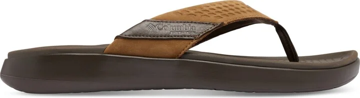Columbia Men's Boatside Leather Lightweight Flip Flop Sandals - Tundra, Light Brown - Image 5