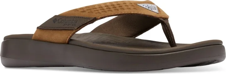 Columbia Men's Boatside Leather Lightweight Flip Flop Sandals - Tundra, Light Brown