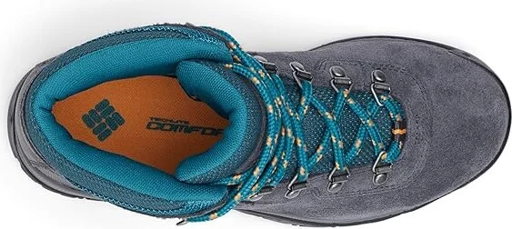 Columbia Newton Ridge Plus Waterproof Amped Women's Shoes Shark/River Blue 1 : 10.5 B - Medium, Leather/Rubber/Suede - Image 2