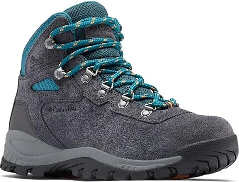 Columbia Newton Ridge Plus Waterproof Amped Women's Shoes Shark/River Blue 1 : 10.5 B - Medium, Leather/Rubber/Suede