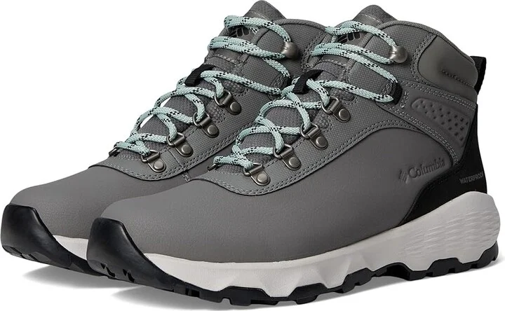 Columbia Newton Wander Leather Women's Climbing Shoes Quarry/Cool Green : 10 B - Medium, Canvas/Leather