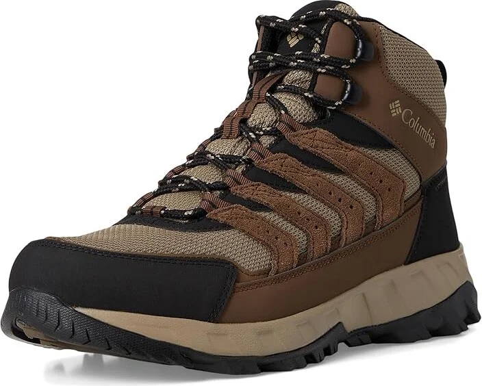 Columbia Strata Trail Mid Waterproof Men's Climbing Shoes Dark Brown/Khaki II : 10.5 D - Medium, Suede/Textile - Image 5