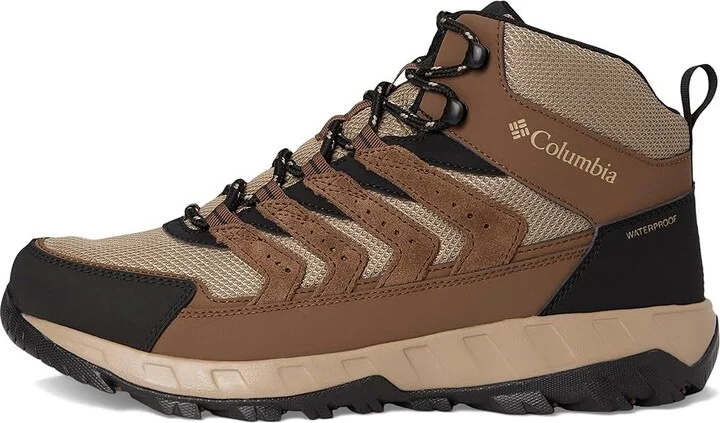 Columbia Strata Trail Mid Waterproof Men's Climbing Shoes Dark Brown/Khaki II : 10.5 D - Medium, Suede/Textile - Image 6