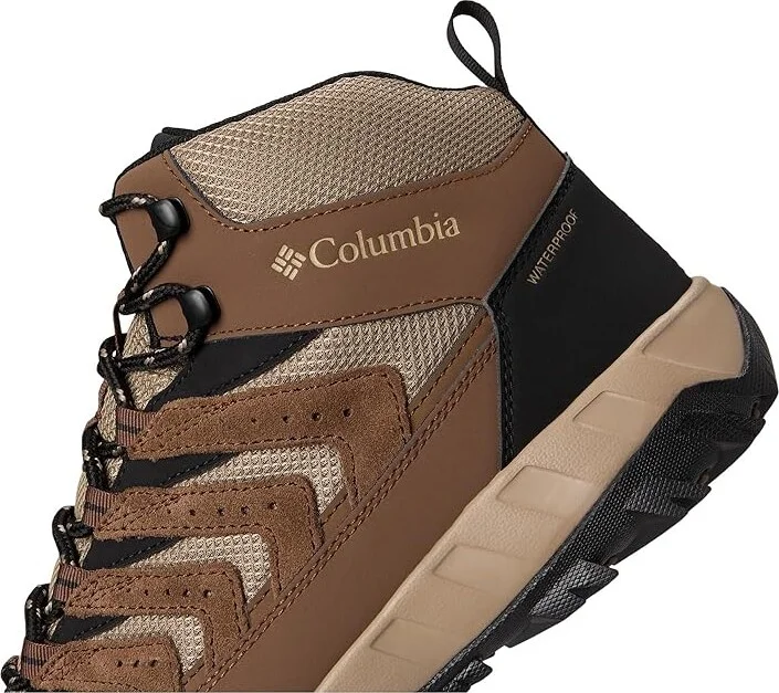 Columbia Strata Trail Mid Waterproof Men's Climbing Shoes Dark Brown/Khaki II : 10.5 D - Medium, Suede/Textile - Image 7