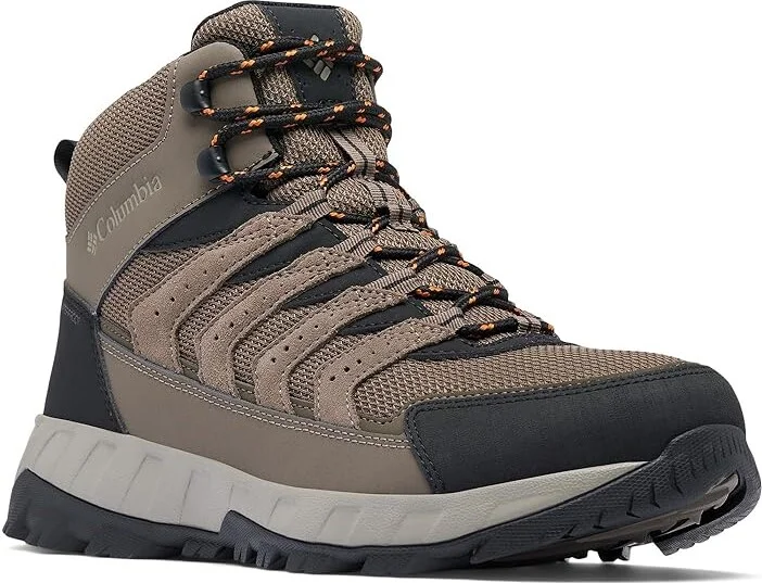 Columbia Strata Trail Mid Waterproof Men's Climbing Shoes Mud/Desert Sun : 14 D - Medium, Suede/Textile