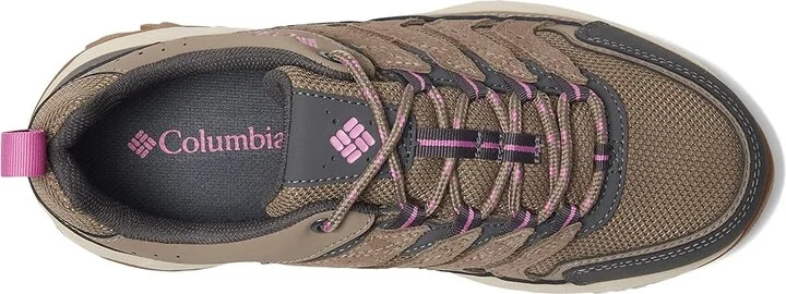Columbia Strata Trailtm Low Wp Women's Shoes Wet Sand/Berry Patch : 10 D - Wide, Leather - Image 2