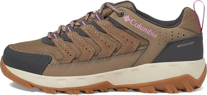 Columbia Strata Trailtm Low Wp Women's Shoes Wet Sand/Berry Patch : 10 D - Wide, Leather - Image 6