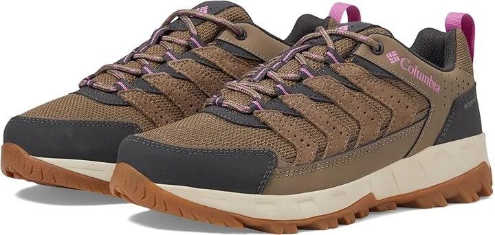 Columbia Strata Trailtm Low Wp Women's Shoes Wet Sand/Berry Patch : 10 D - Wide, Leather