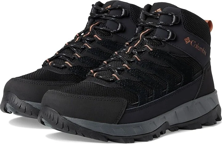 Columbia Strata Trailtm Mid Wp Men's Shoes Black/Owl : 10 D - Medium, Suede/Synthetic