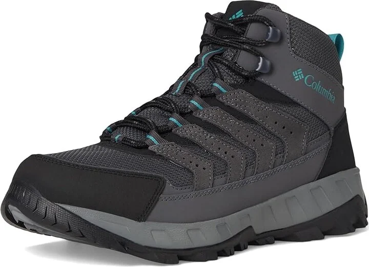 Columbia Strata Trailtm Mid Wp Women's Shoes Dark Grey/Teal : 9 B - Medium, Leather - Image 5