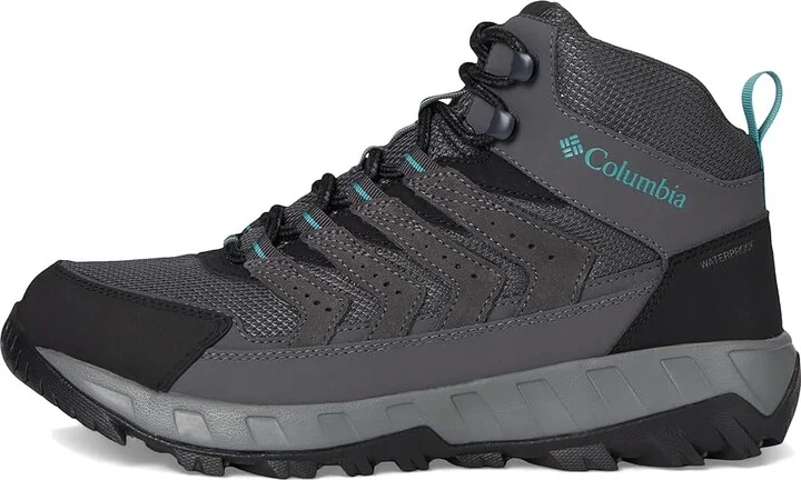 Columbia Strata Trailtm Mid Wp Women's Shoes Dark Grey/Teal : 9 B - Medium, Leather - Image 6