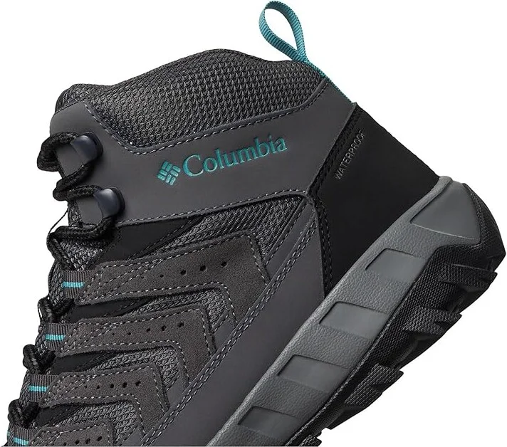 Columbia Strata Trailtm Mid Wp Women's Shoes Dark Grey/Teal : 9 B - Medium, Leather - Image 7