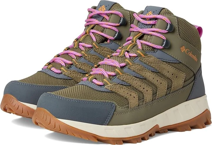Columbia Strata Trailtm Mid Wp Women's Shoes Stone Green/Sunstone : 10 B - Medium, Leather/Rubber