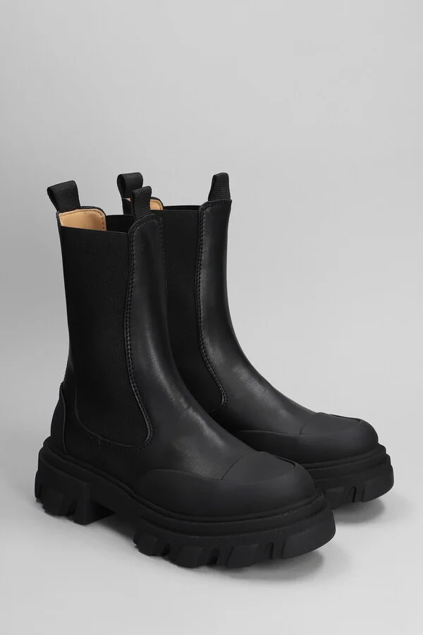 Combat Boots In Black Faux Leather - Image 2