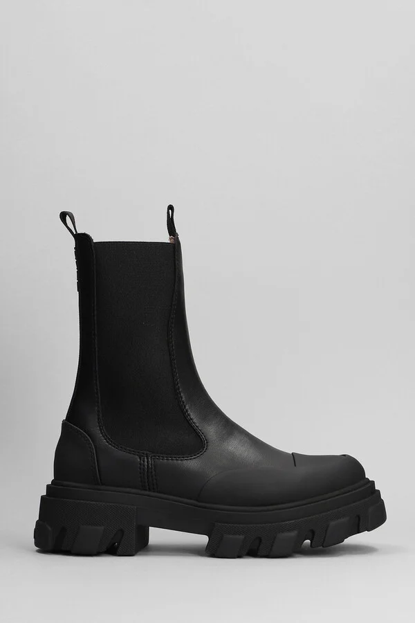 Combat Boots In Black Faux Leather